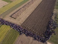 Поток беженцев в Словении с высоты птичьего полета