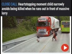 Ребенок чудом избежал смерти под колесами грузовика