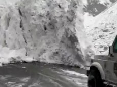 Убегающие от снежной лавины туристы попали на видео