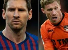 Дриблинг Месси и Погребняка