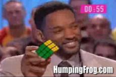 Актер Уилл Смит собирает кубик Рубика за 55 секунд