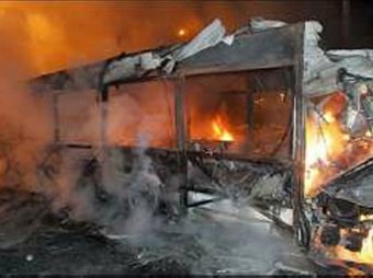 На МКАДе сгорел рейсовый автобус