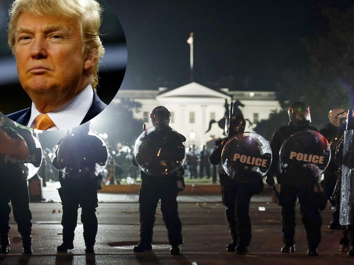 Трамп спрятался в бункере во время протестов у Белого дома