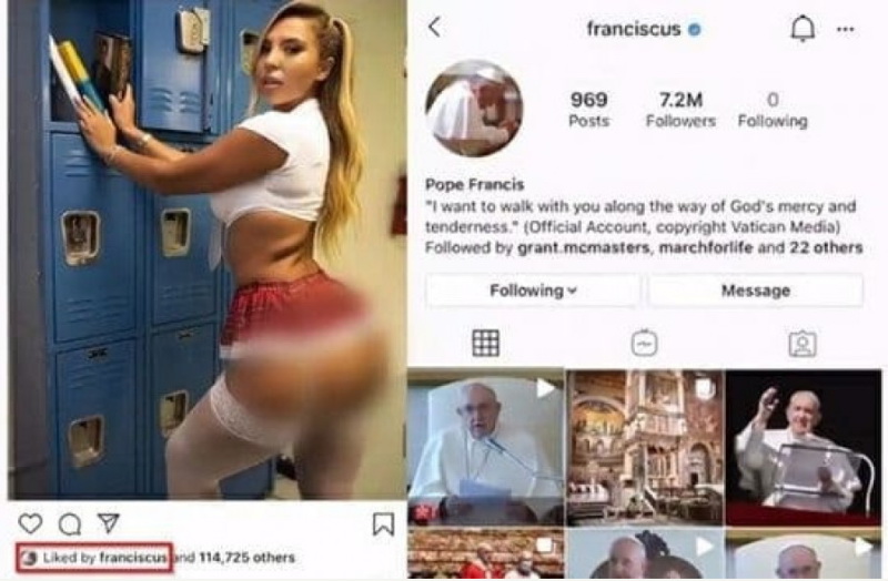 Папа Римский лайкнул фото бразильской модели