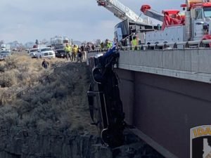 Семейной паре удалось выжить, сорвавшись на пикапе с моста