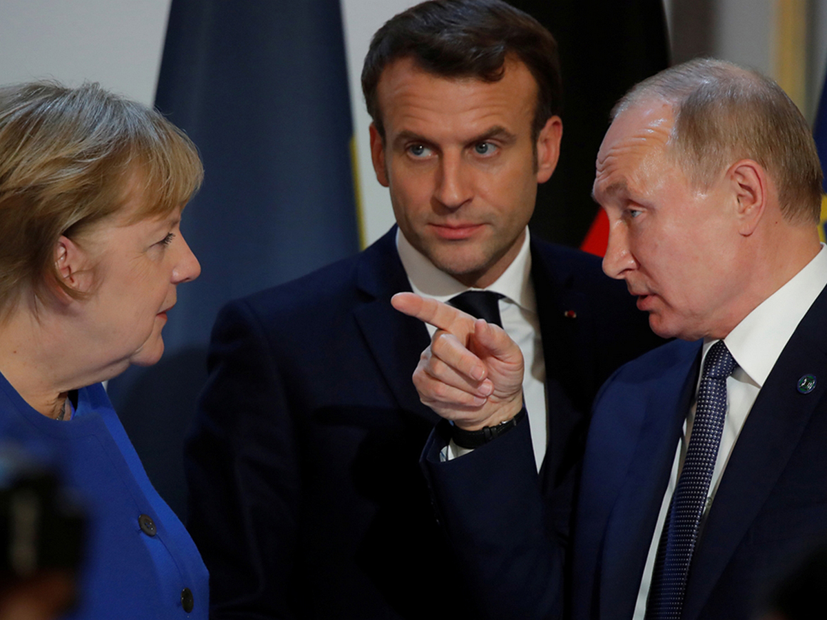 Путин, Макрон и Меркель переговоры