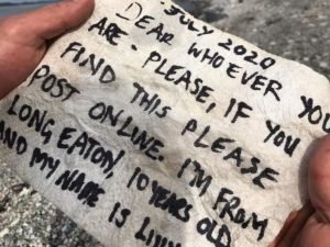 Письмо в бутылке путешествовало 8 месяцев и преодолело больше 800 километров