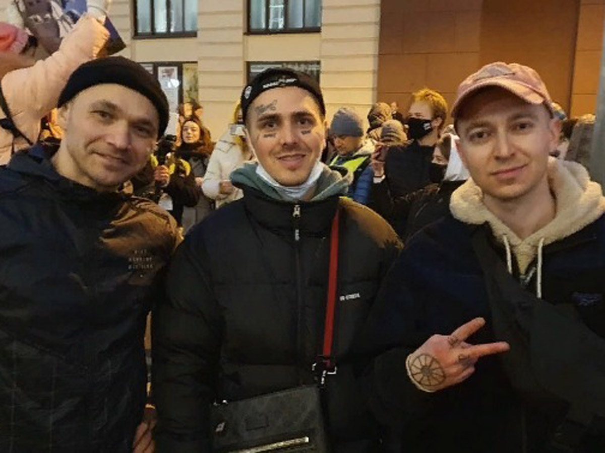 Рэперы Оксимирон, Фейс, Влади и Noize MC митинг в Москве