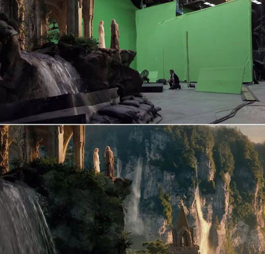 Сцени от филми преди и след специални ефекти