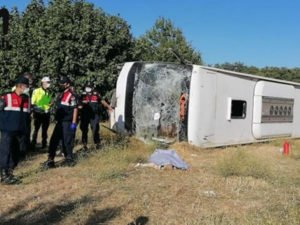 В Турции перевернулся автобус с туристами
