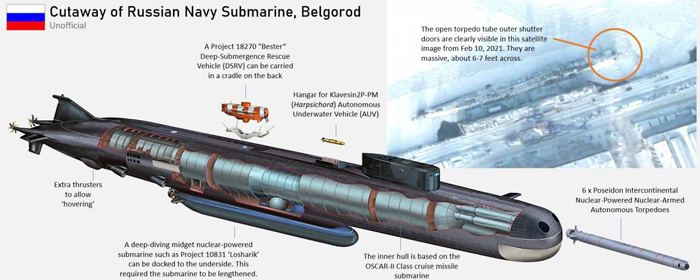 Спутниковое фото секретного носителя российских ядерных торпед “Посейдон” появилось в Сети