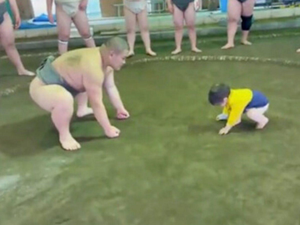 Малыш «поборол» борца сумо