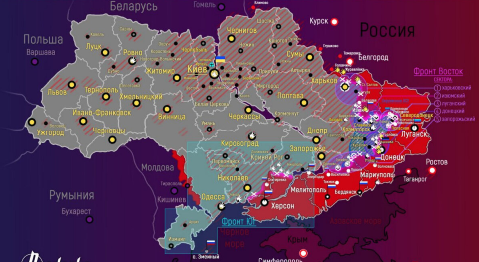 Карта боевых действий на Украине 7 мая