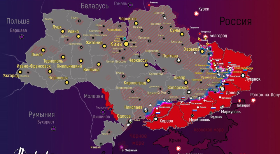 Карта боевых действий на Украине 13 мая