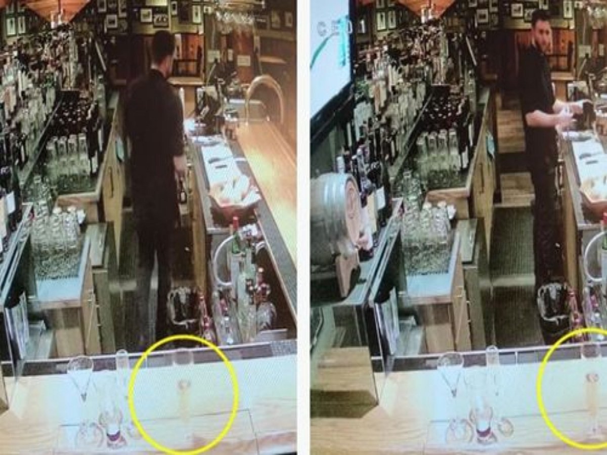 Шаловливый призрак двигает стакан с пивом в баре