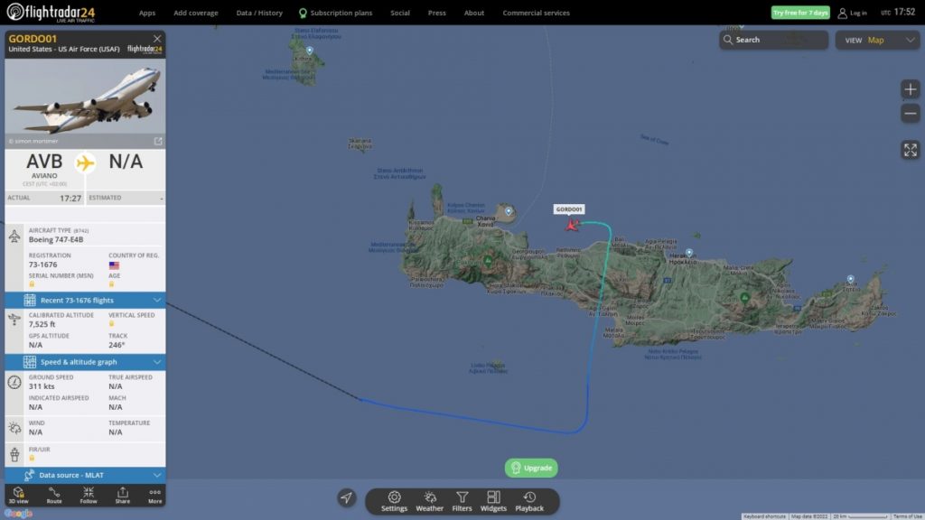 Самолет США «Судного дня» заметили над Средиземным морем (ФОТО)