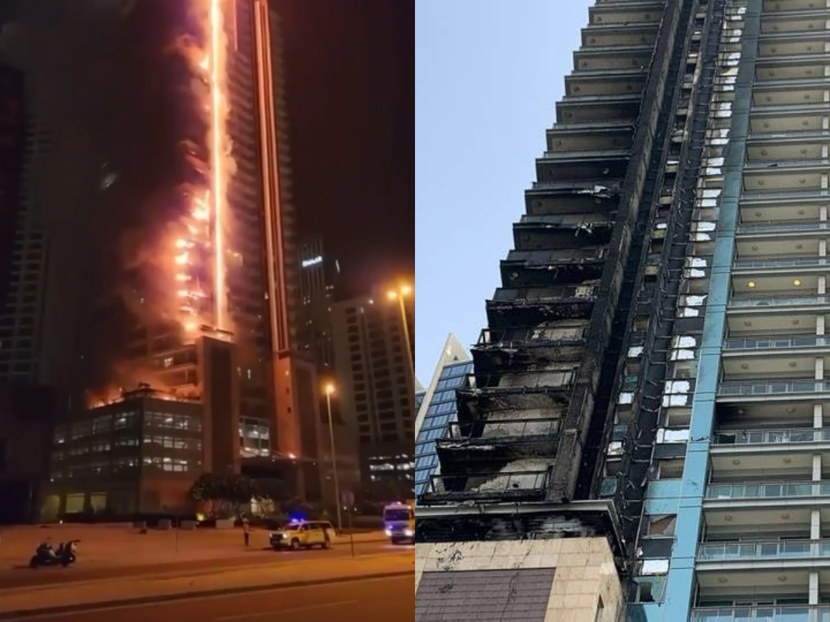 Видео мощного пожара в небоскребе Дубая опубликовали в Сети