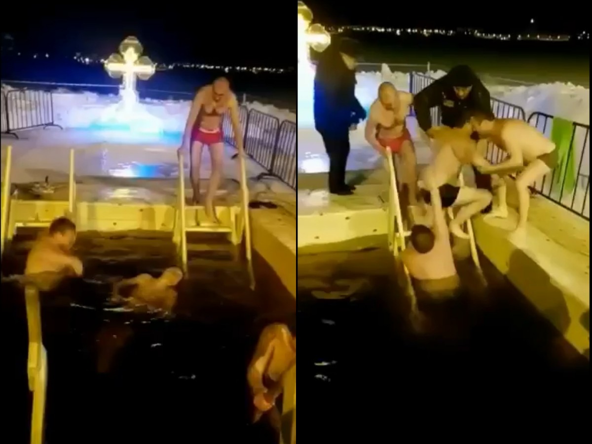 Уралец, едва не утонувший в проруби на Крещение, попал на видео