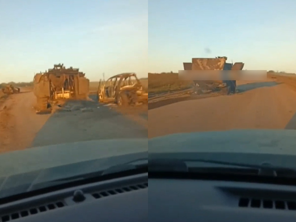 Под Бахмутом сняли на видео «дорогу смерти», полную разбитой техники НАТО