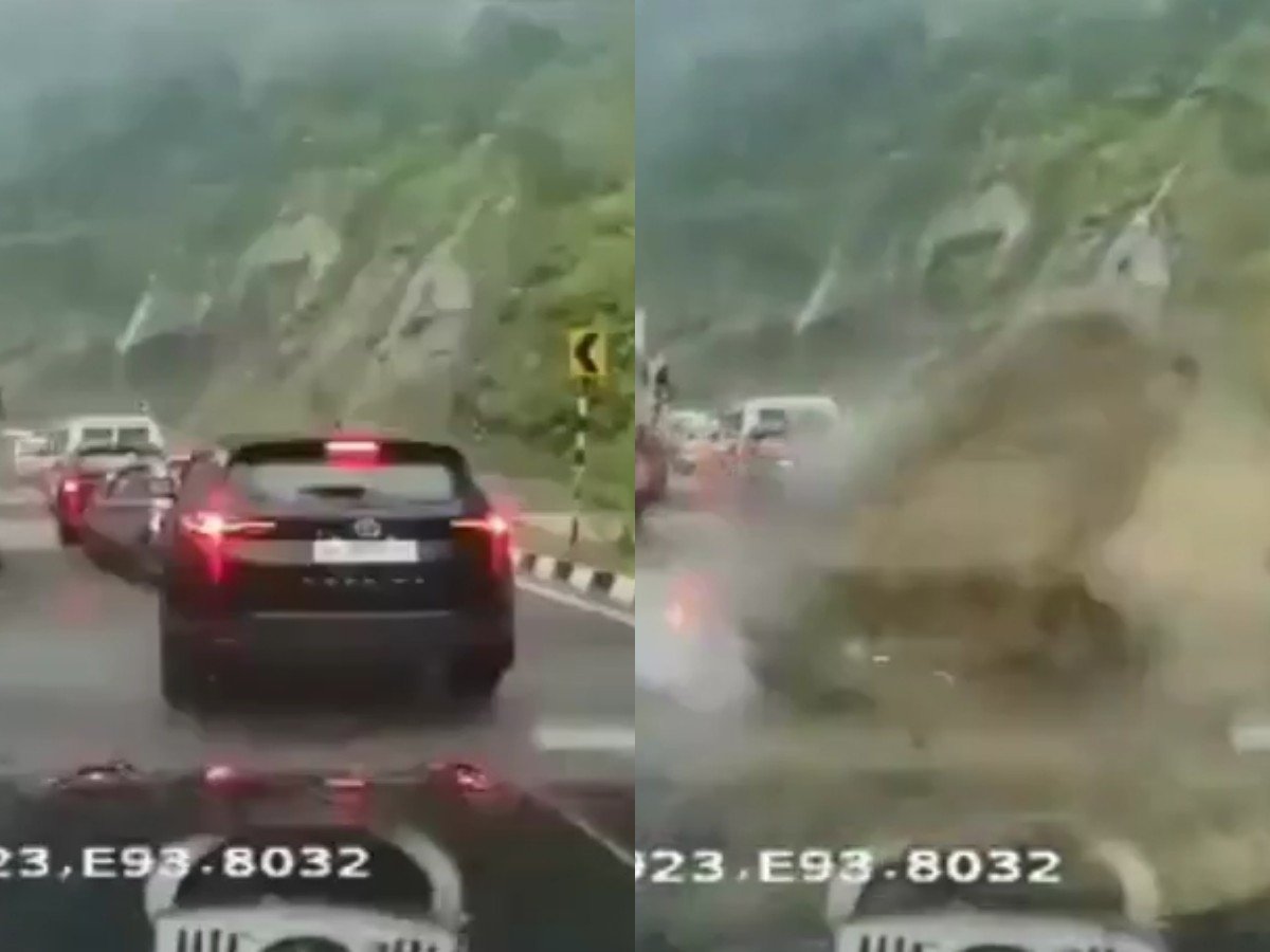 В Индии камни раздавили автомобиль с людьми: опубликовано жуткое видео