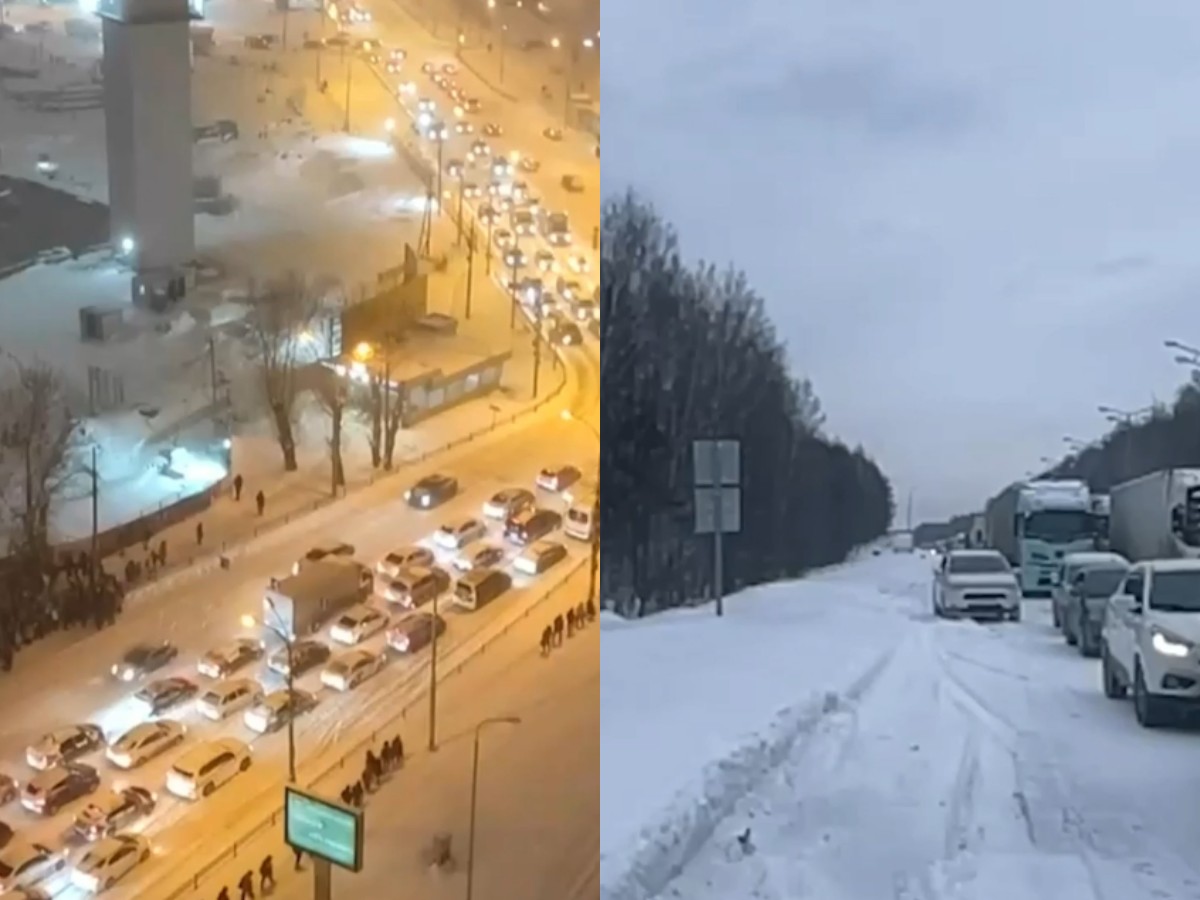 Снегопад парализовал трассу Екатеринбург-Пермь: 14-километровая пробка попала на видео