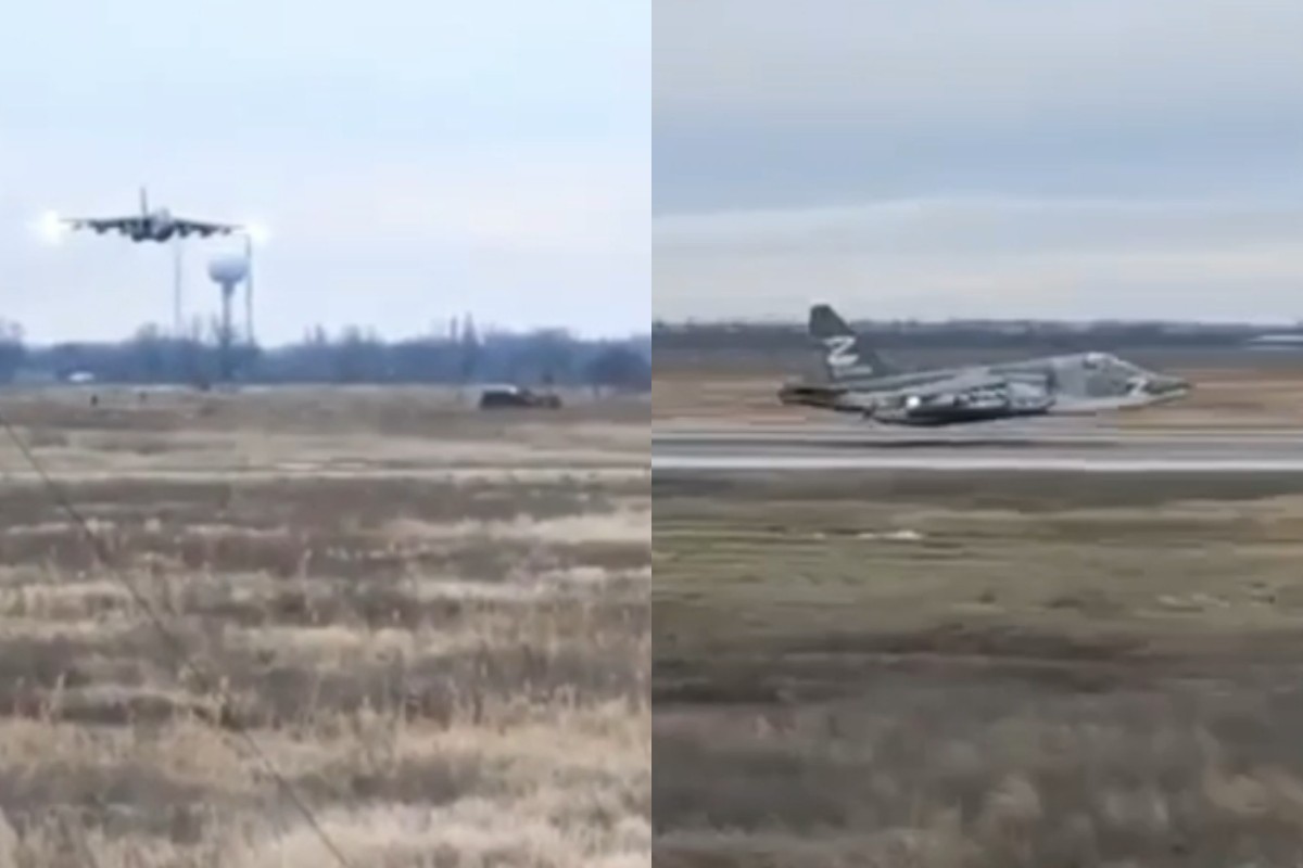 Видео с посадкой штурмовика Су-25, который подбили ВСУ, расходится по Сети