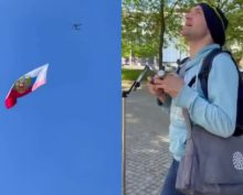 «Полетели, Россия!»: украинец на 9 мая над Рейхстагом запустил дрон с флагом РФ