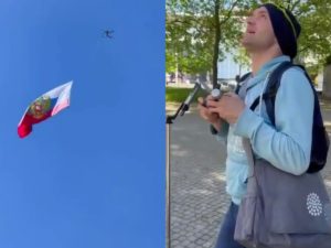 «Полетели, Россия!»: украинец на 9 мая над Рейхстагом запустил дрон с флагом РФ