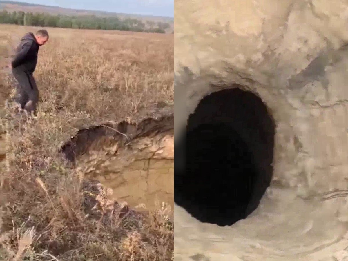 Загадочная «черная дыра» появилась в поле в Ульяновской области (ВИДЕО)