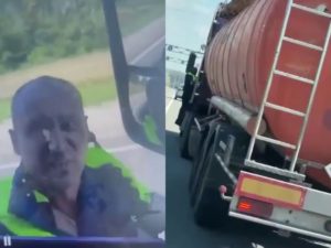 В Дагестане дальнобойщик провез инспектора ДПС на подножке бензовоза
