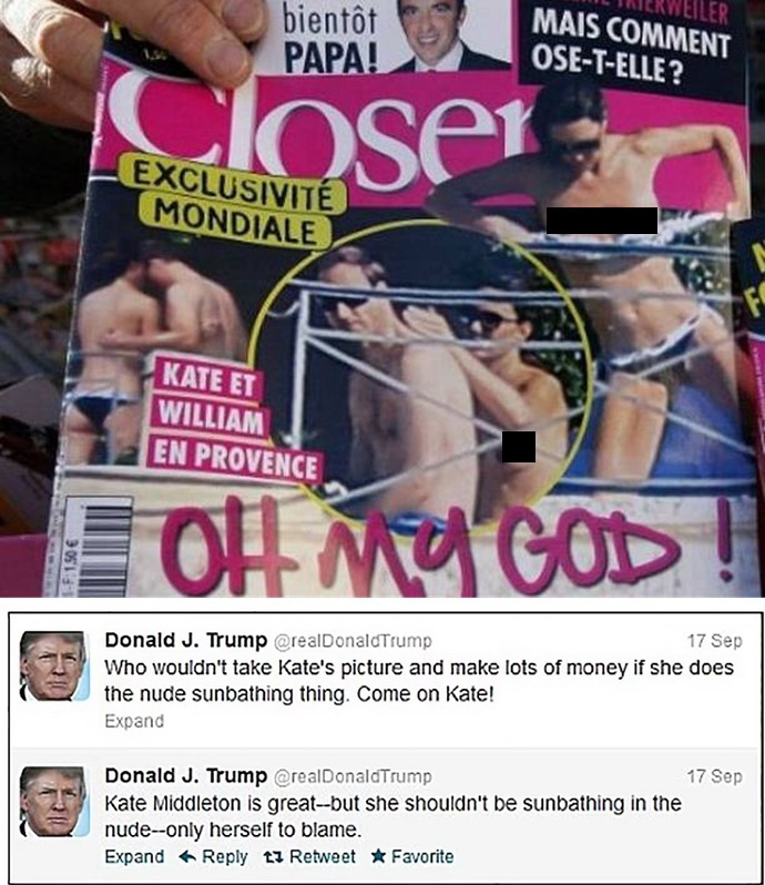 Трампу припомнили скандальный твит с фото голой Кейт Миддлтон на фоне встречи с Карлом III
