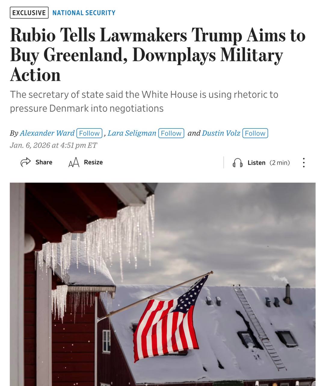 Times раскрыл четыре сценария присоединения Гренландии к США