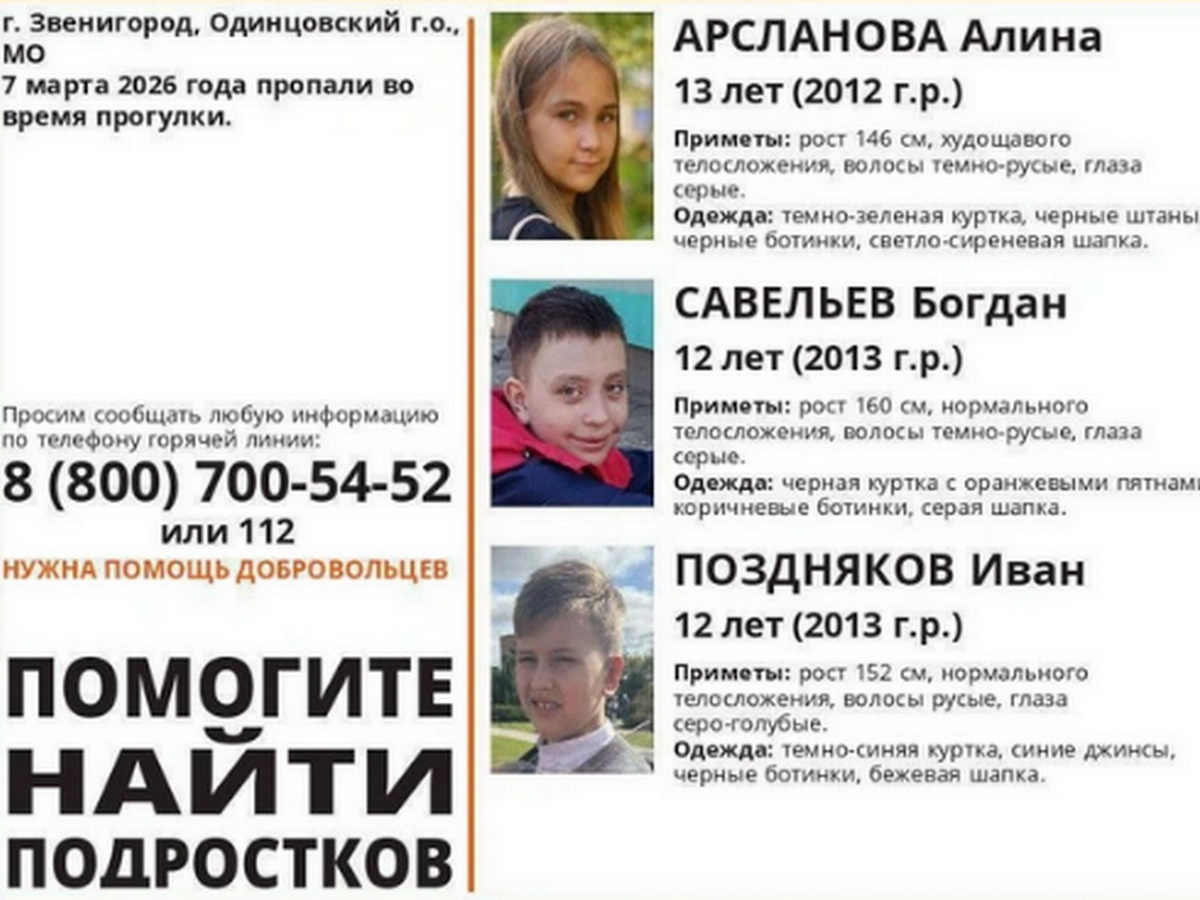 Пропавшие в Звенигороде дети