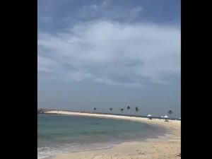 Туристы на пляже в Эмиратах сняли погоню F-16 за иранским дроном Shahed