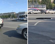 асфальт провалился в Новосибирске